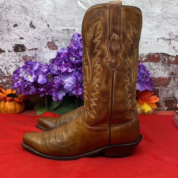 Brown Leather Cowboy Boots SZ 9.5 Mens - Picture 4 of 7